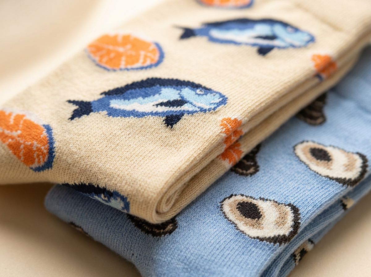 Close-up of premium combed cotton seafood socks