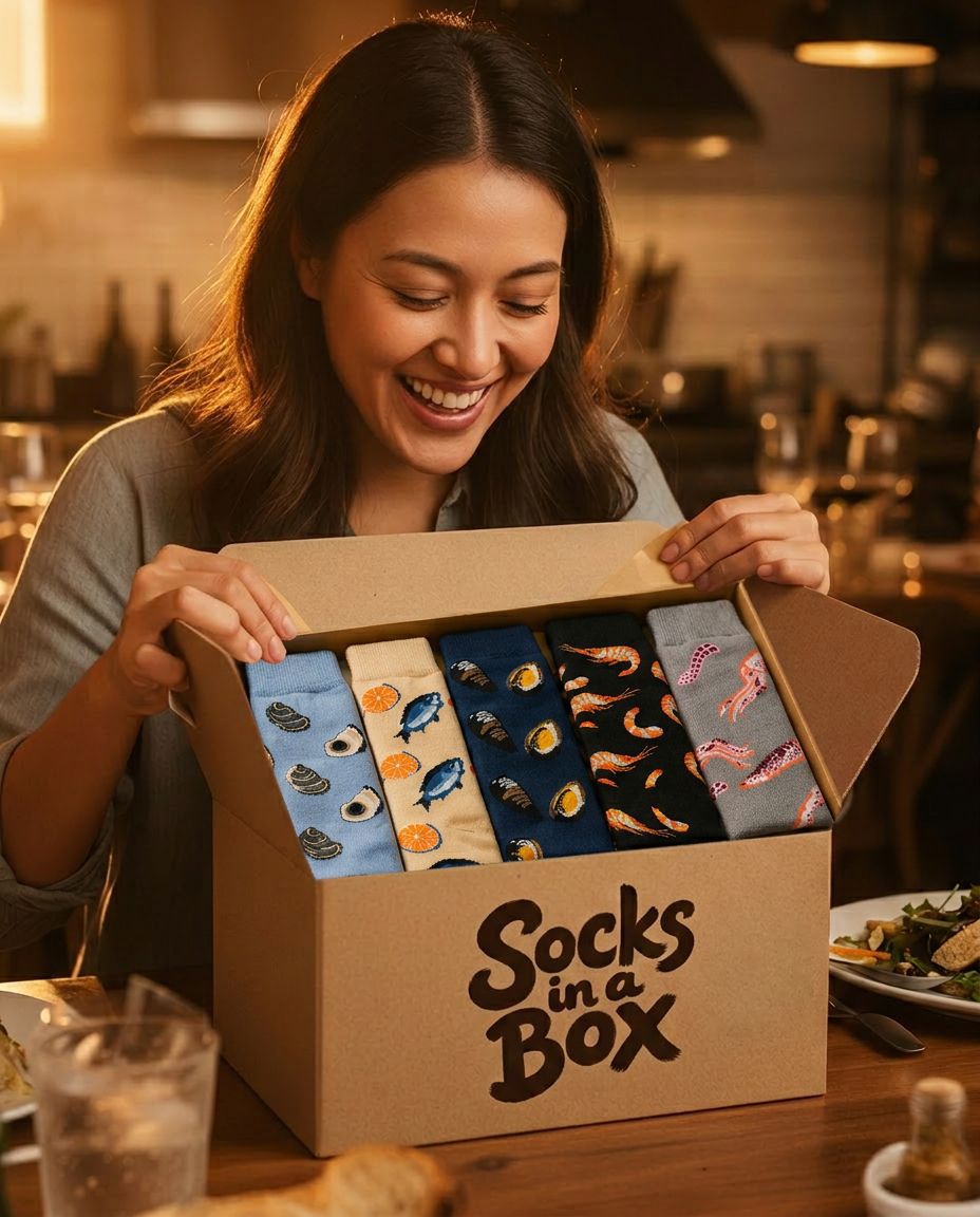 Seafood Socks Box as a gift